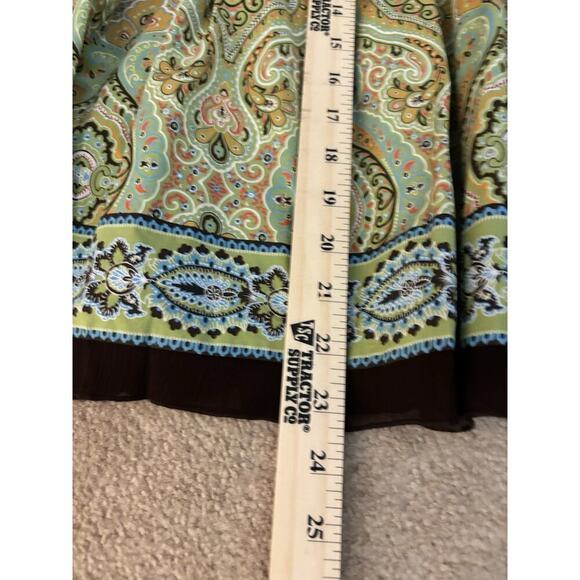 VTG Harolds Skirt 8 ALine Green And Brown Medallion Boho Cottagecore Cotton Y2K - Picture 5 of 6
